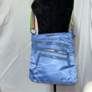 FRANCO SARTO Nylon Zippered Light Blue Adjustable Crossbody Bag